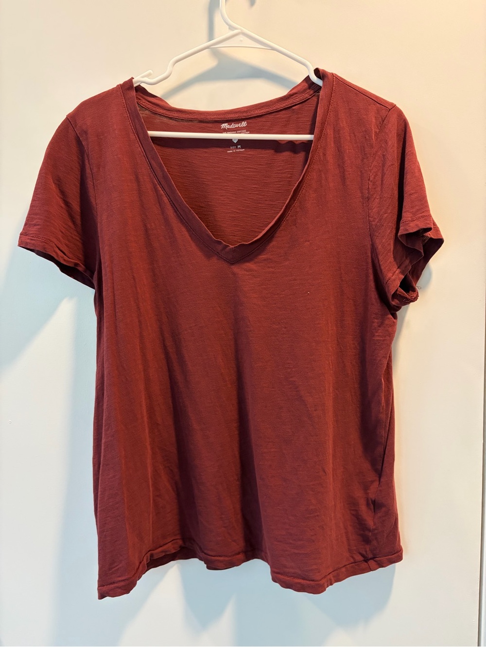 Madewell V-Neck Short Sleeve Tee — Red